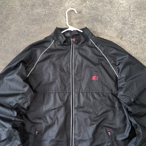 Vintage Starter Windbreaker Jacket Mens M Black Y2K Track Gym Training Workout - Picture 2 of 8
